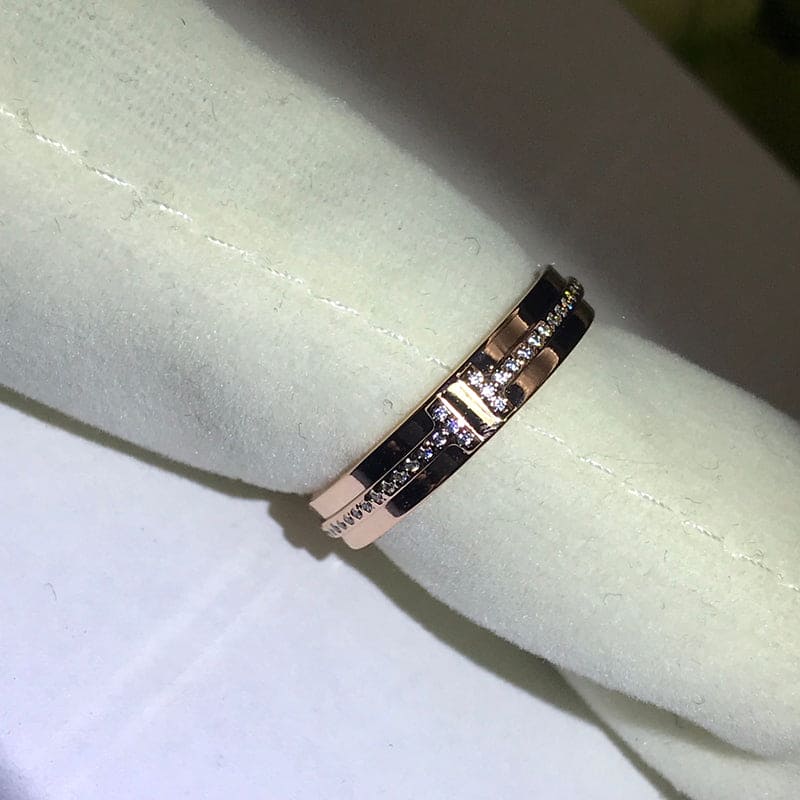 18K Rose Gold Tiffany Narrow Diamond Ring
