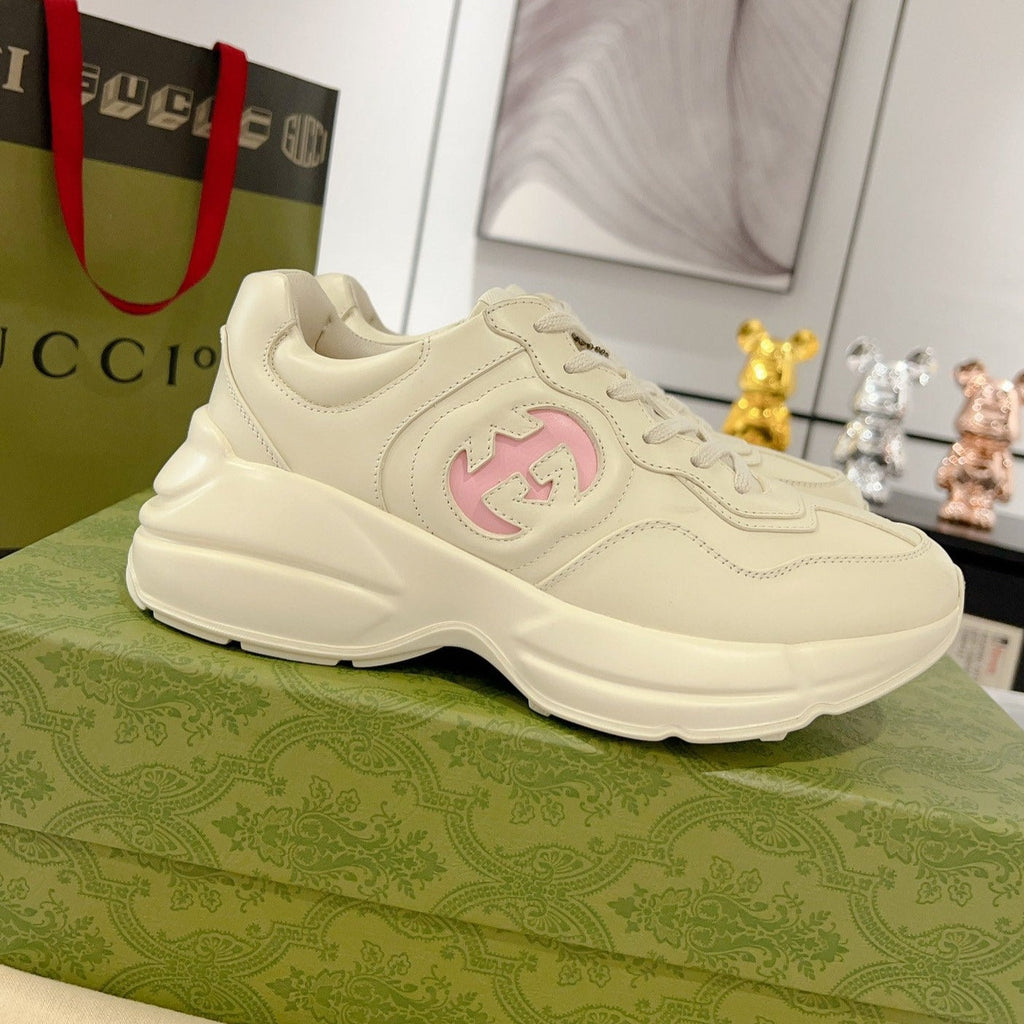 GUCCI Rhyton Trainer Leather White Pink