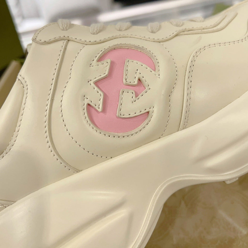 GUCCI Rhyton Trainer Leather White Pink