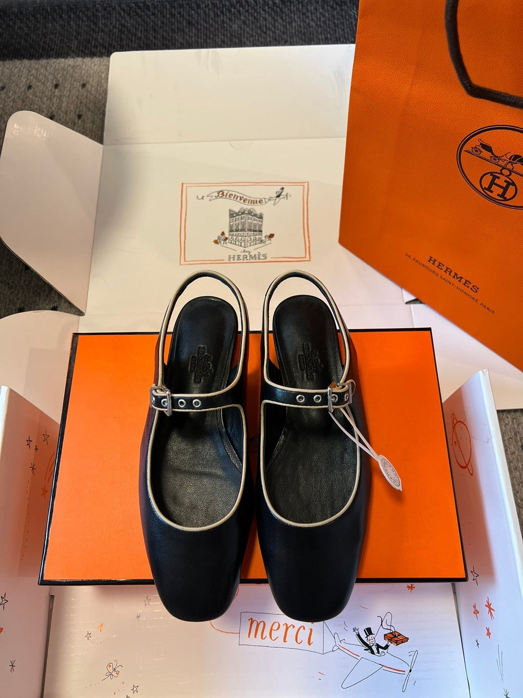 HERMES KLEO SLINGBACK IN BLACK CALFSKIN