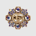 18K Double Gucci Crystal Flower Ring