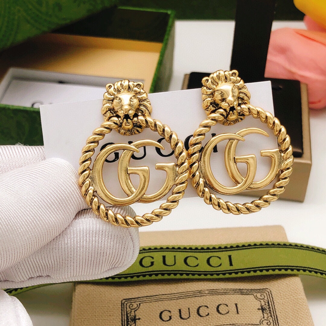 18K Double Gucci Pendant Earrings