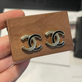 18K  Chanel 26C Black Gold Diamond Earrings