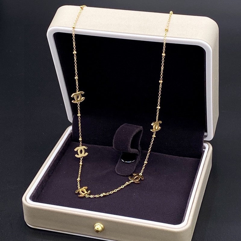 18K  Chanel Small Logo Gold Necklace