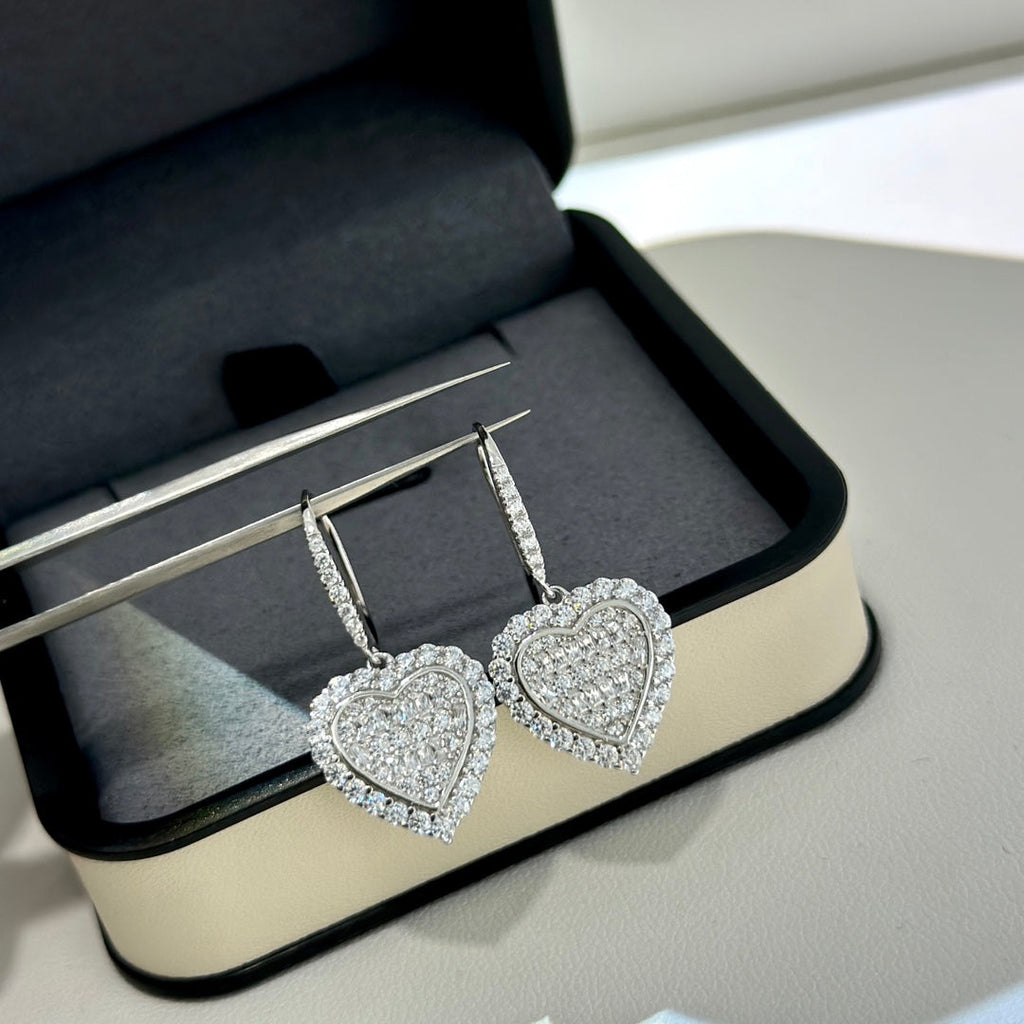 18K Tiffany Heart Diamonds Earrings