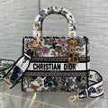 DIOR 25S SMALL LADY D-LITE BAG 24 IN MULTICOLOR  FLOWERS CALENDAR ALLOVER EMBROIDERY