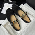 CHANEL MARY JANES BLACK WOOL TWEED AND FABRIC