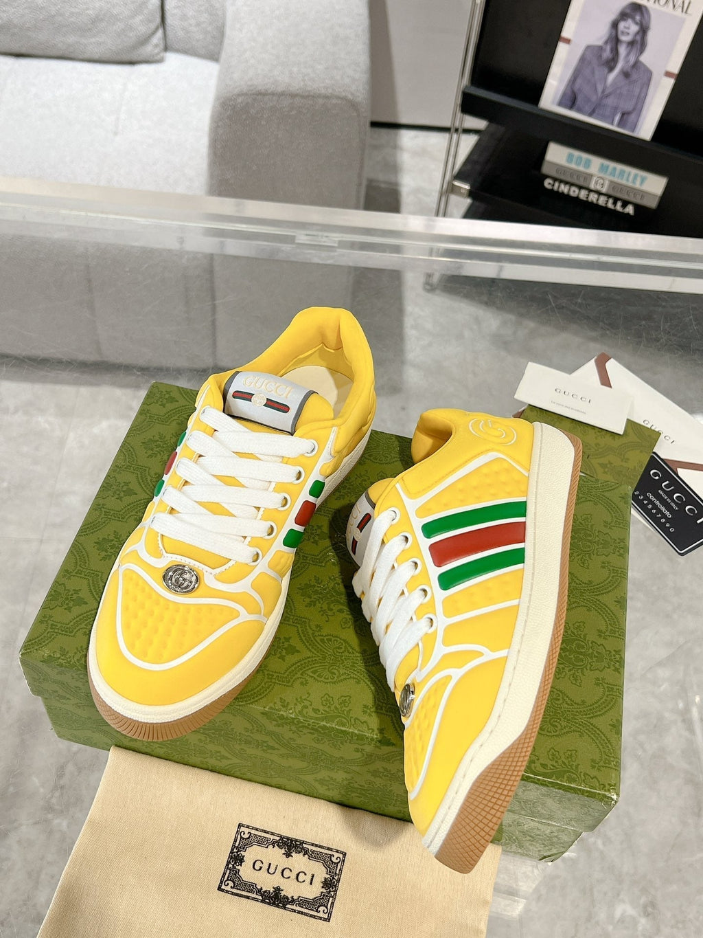 GUCCI SNEAKER IN BRIGHT YELLOW MIX COLORFUL CALFSKIN