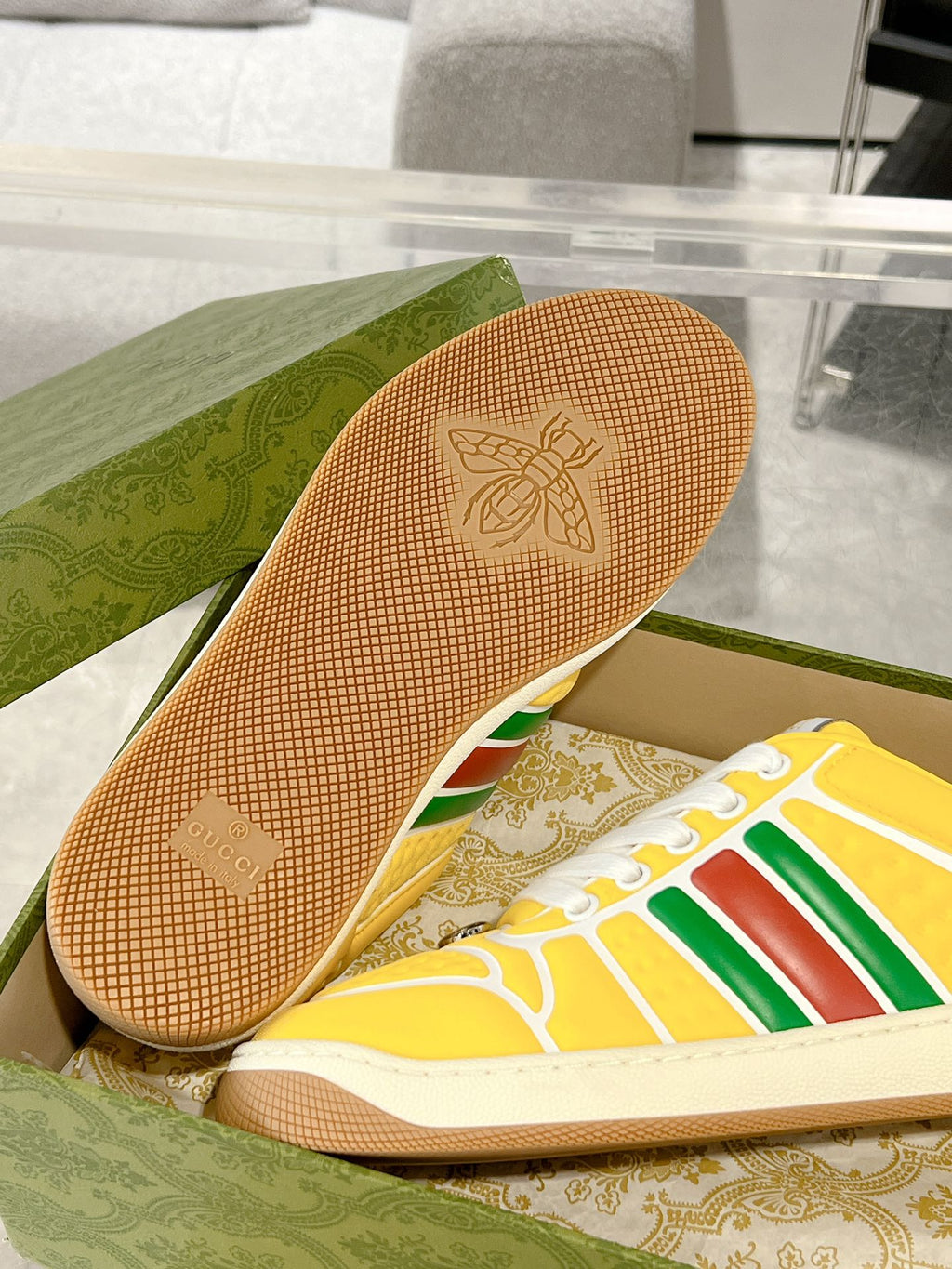 GUCCI SNEAKER IN BRIGHT YELLOW MIX COLORFUL CALFSKIN