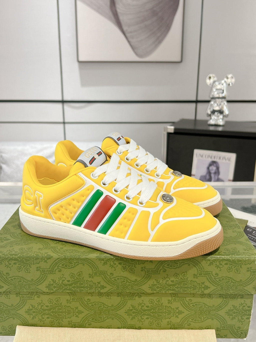 GUCCI SNEAKER IN BRIGHT YELLOW MIX COLORFUL CALFSKIN
