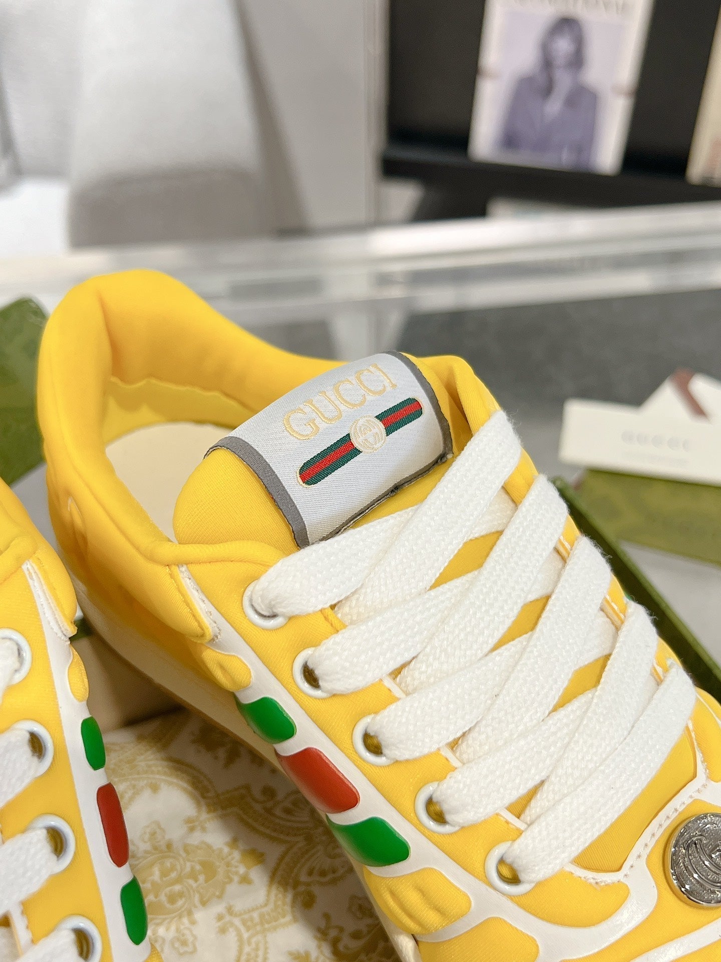 GUCCI SNEAKER IN BRIGHT YELLOW MIX COLORFUL CALFSKIN