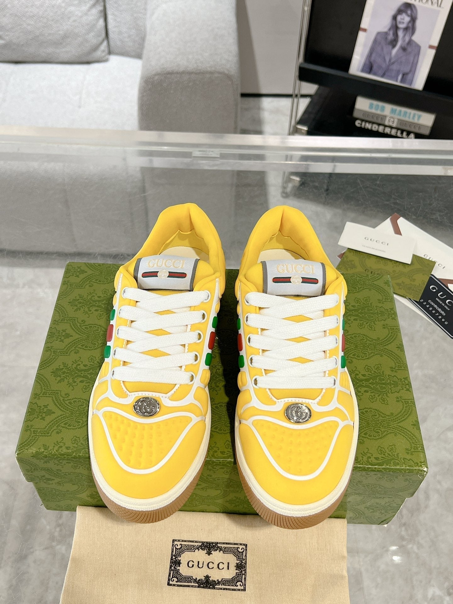 GUCCI SNEAKER IN BRIGHT YELLOW MIX COLORFUL CALFSKIN
