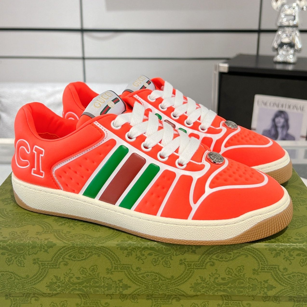 GUCCI SNEAKER IN ROSE RED MIX COLORFUL CALFSKIN