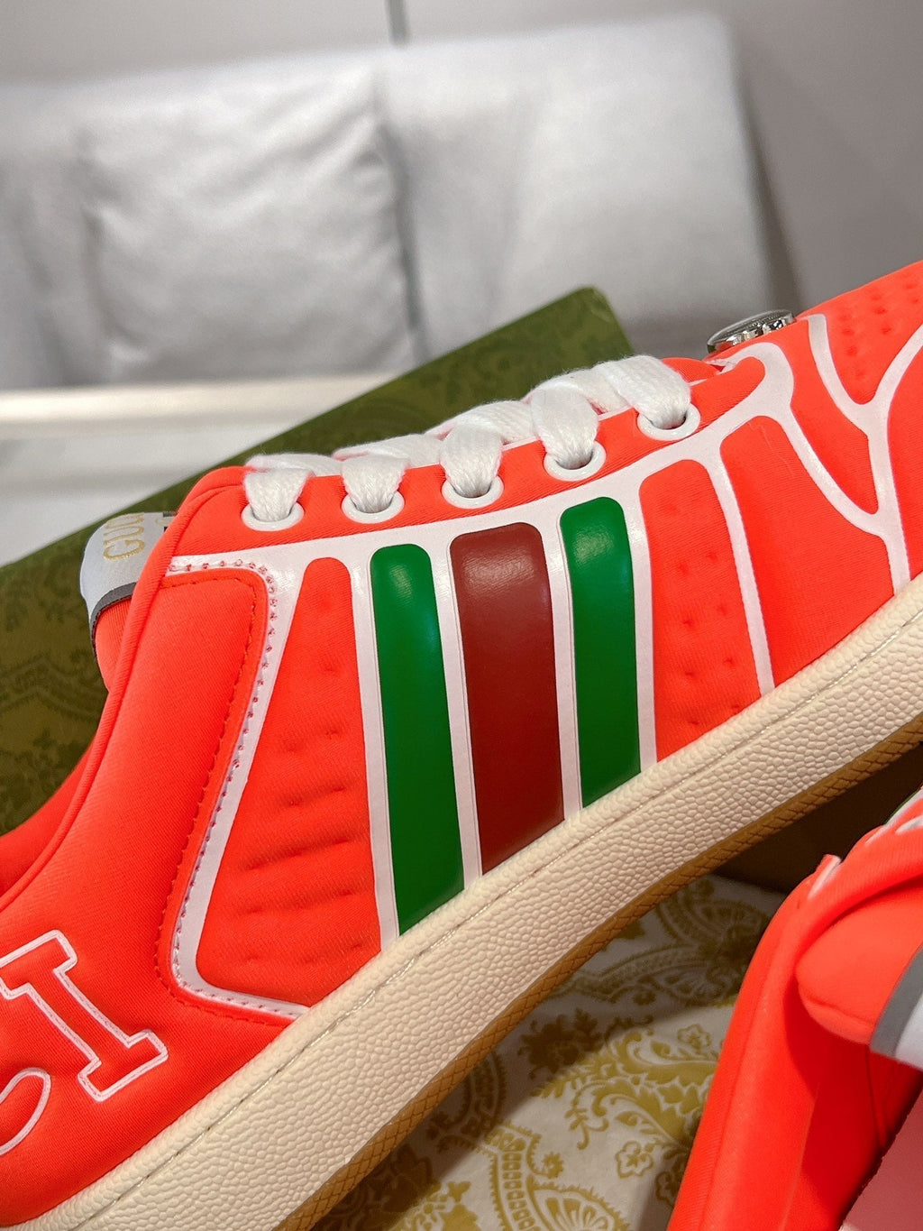 GUCCI SNEAKER IN ROSE RED MIX COLORFUL CALFSKIN