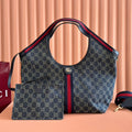 GUCCI 25S GIGLIO LARGE TOTE BAG 50 IN BLUE AND WHITE DENIM