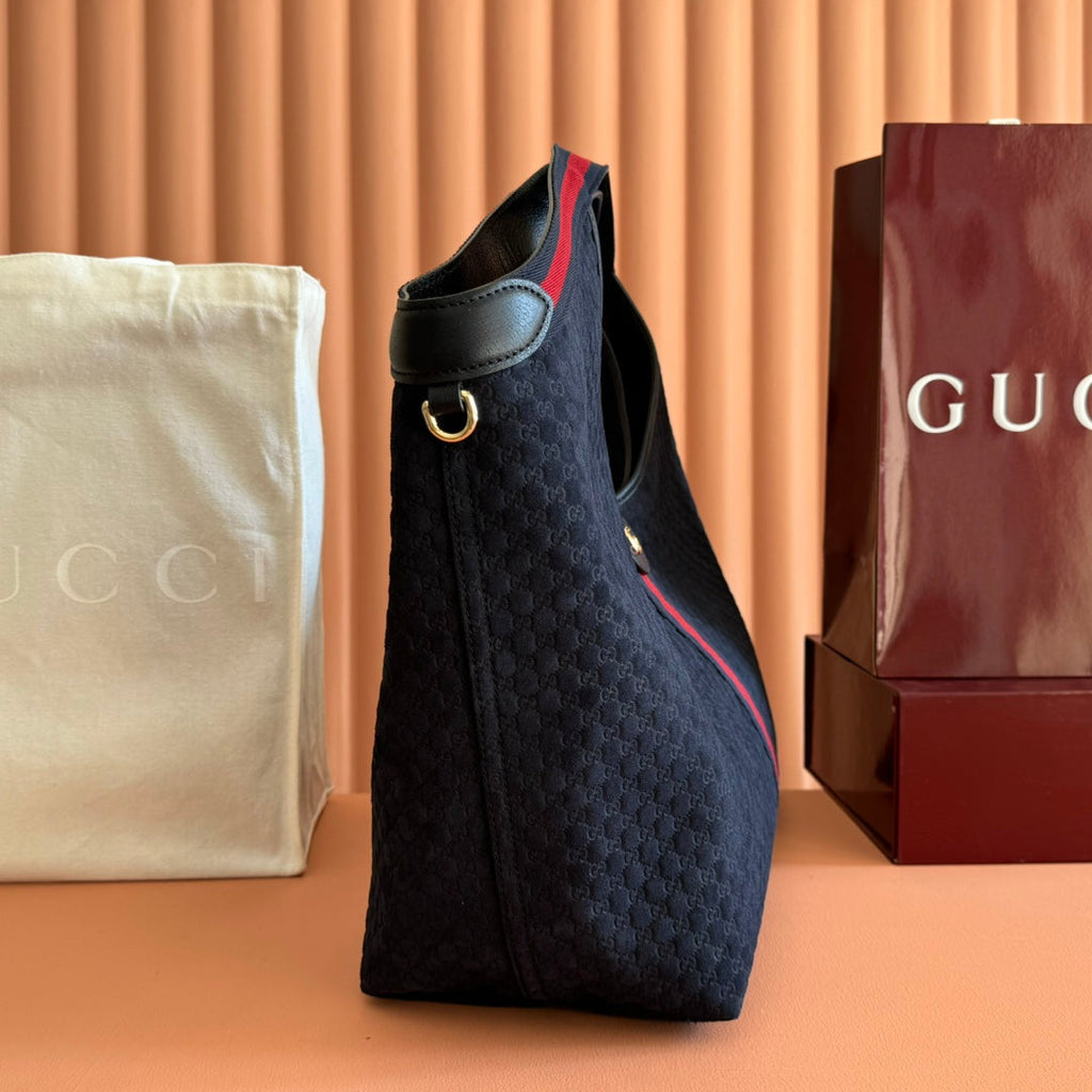GUCCI 25S GIGLIO LARGE TOTE BAG 60 CM IN CHARCOAL GRAY CANVAS