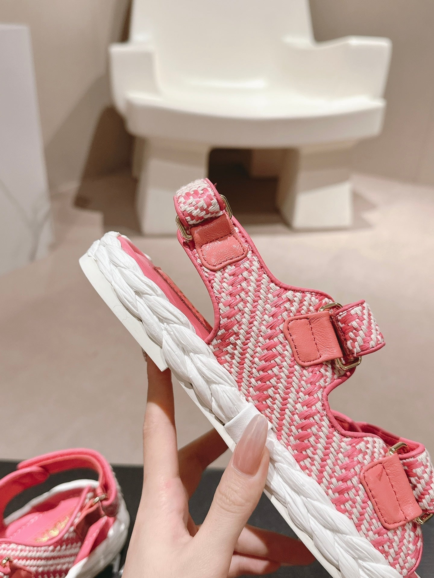 CHANEL DAD SANDALS IN BLUSH PINK CALFSKIN