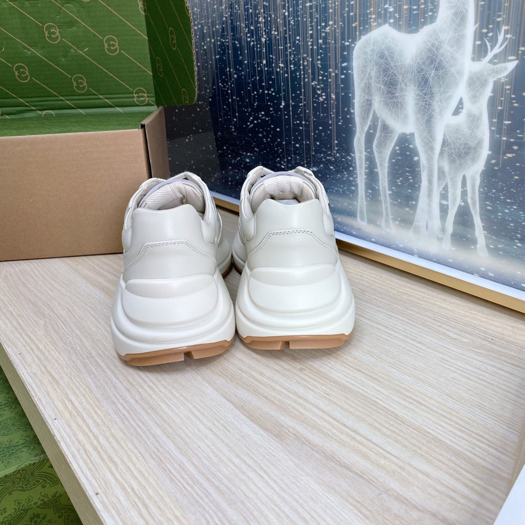 GUCCI COUPLE TRAINER WHITE CALFSKIN WITH ICON 25