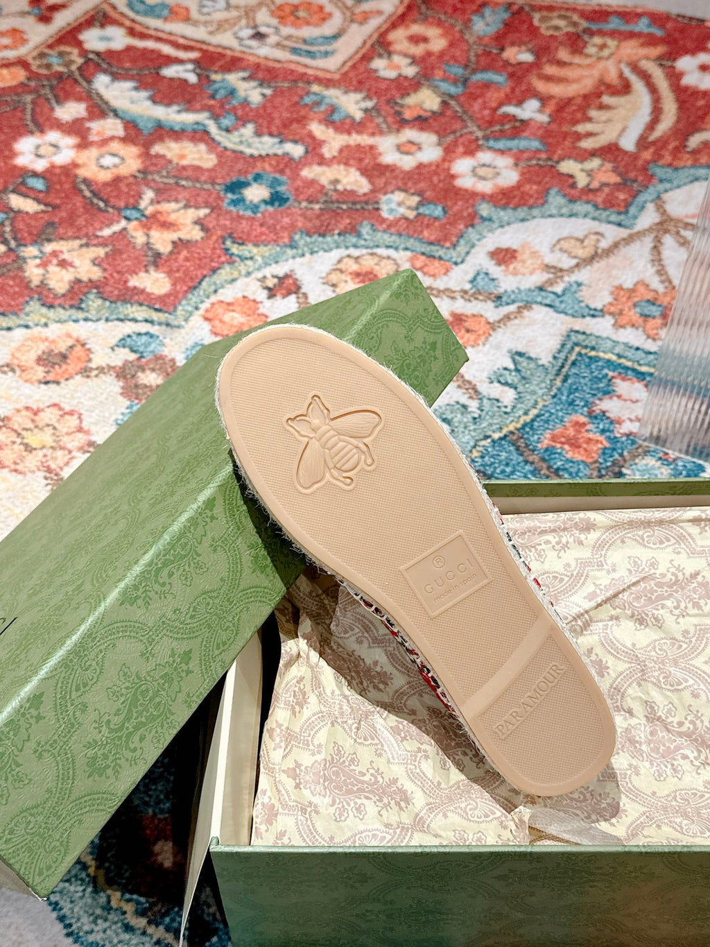 GUCCI ESPADRILLE LOAFER CRIMSON AND OCEAN CANVAS