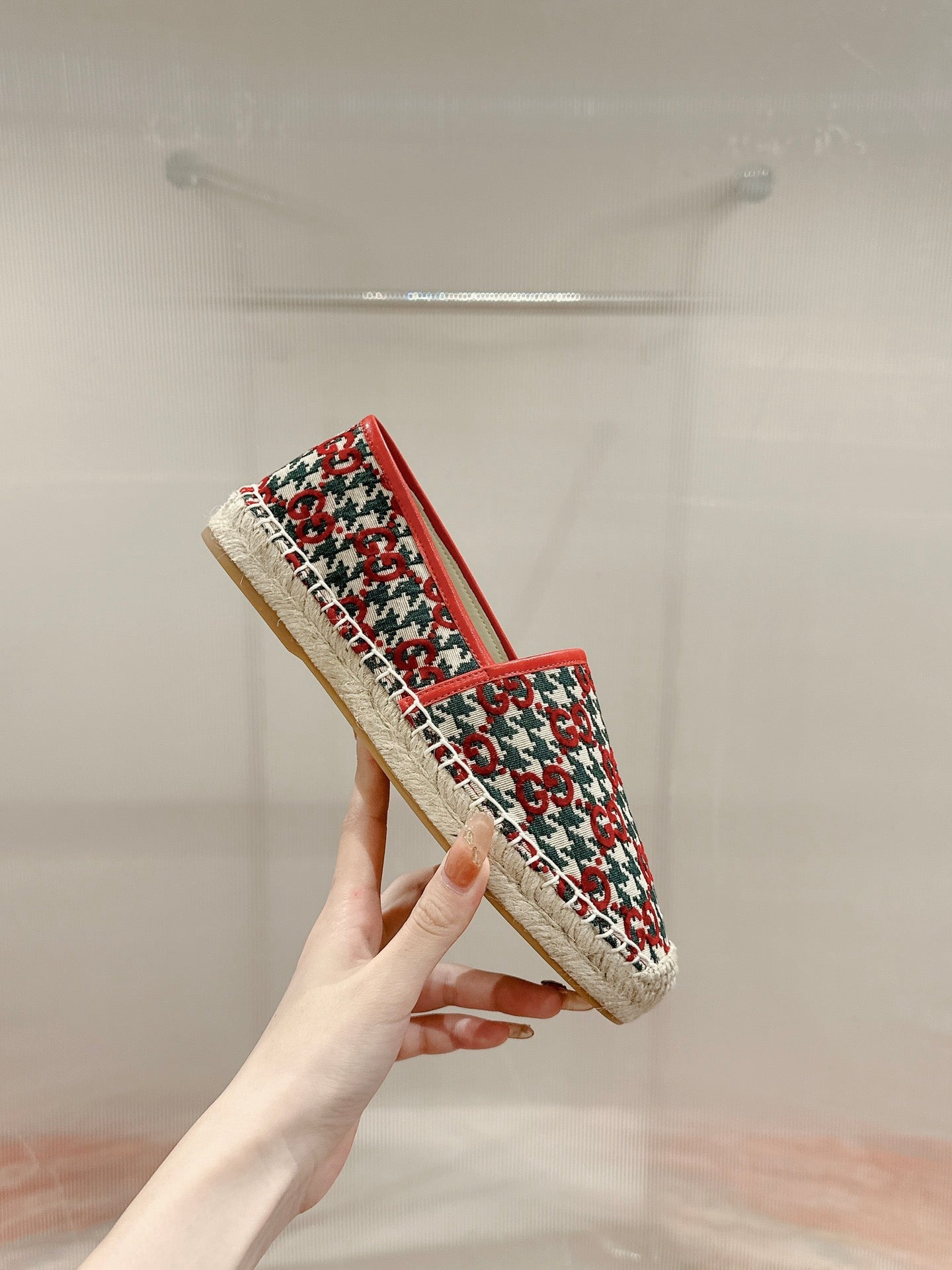 GUCCI ESPADRILLE LOAFER CRIMSON AND OCEAN CANVAS