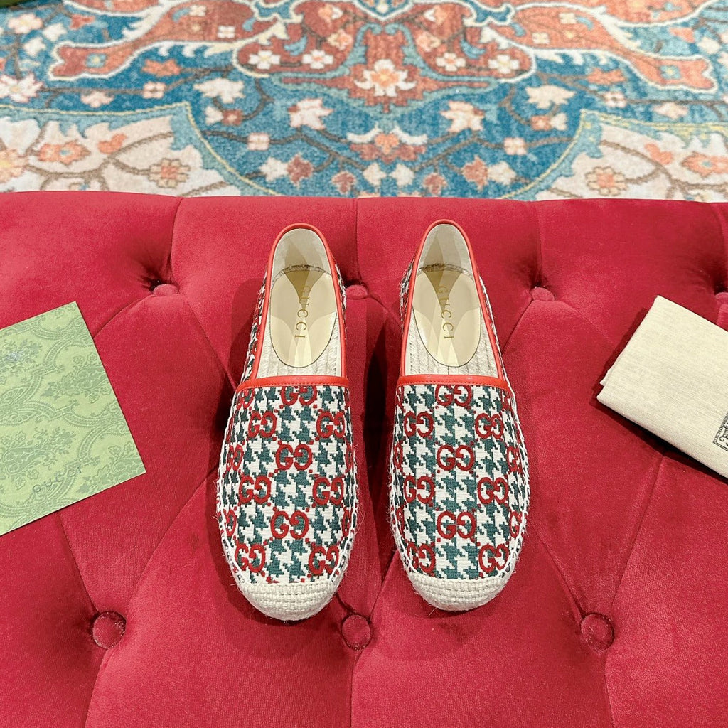GUCCI ESPADRILLE LOAFER CRIMSON AND OCEAN CANVAS